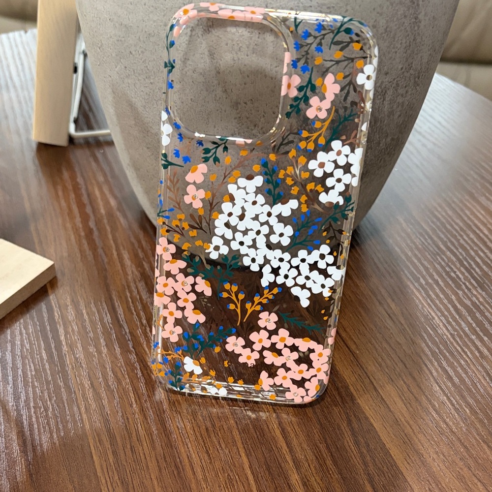 kate spade Clear Floral Phone Case with Pink and White Accents